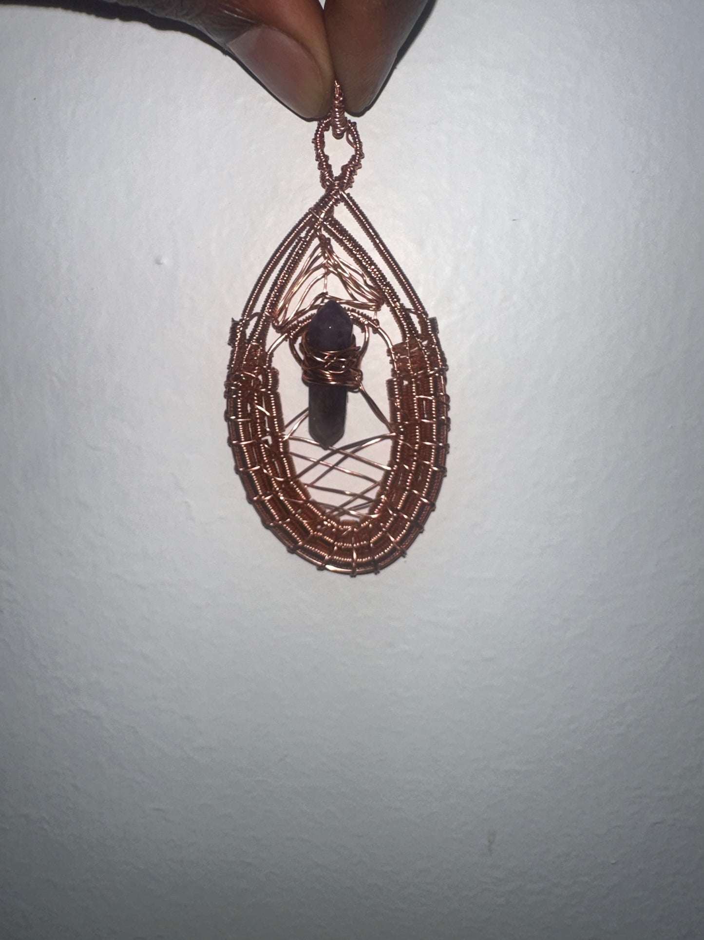 Copper Wire Wrapped Necklace Pendant
