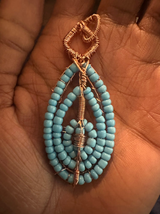 Blue beaded Necklace Pendant