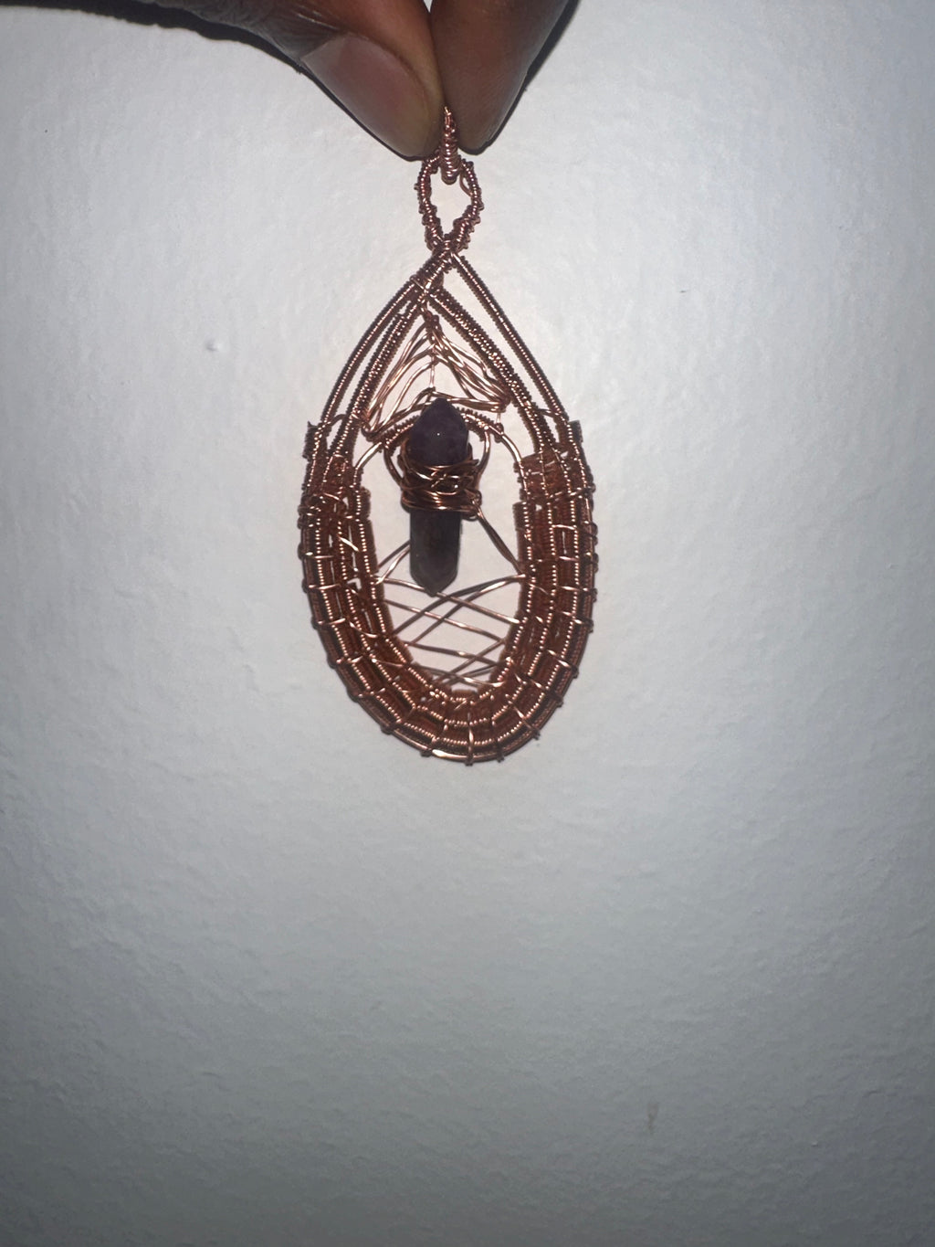 Copper Wire Wrapped Necklace Pendant